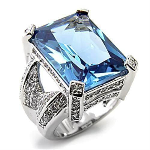 Anel Prata 925 Ródio com CZ Spinel Azul Londres - 7X315