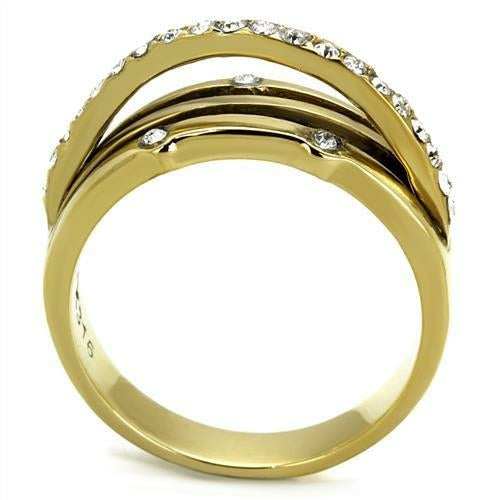 Anel Aço Inoxidável Ouro IP com Cristal Top Grade - TK2611