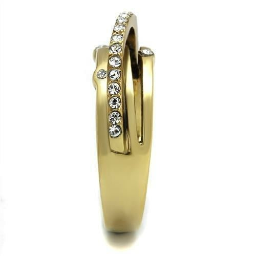 Anel Aço Inoxidável Ouro IP com Cristal Top Grade - TK2611
