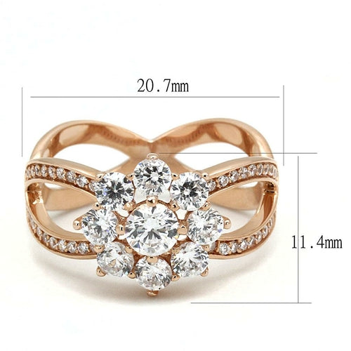 Anel Prata 925 Ouro Rose com CZ AAA Transparente - TS586